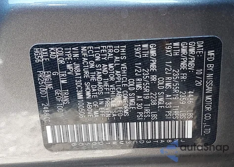 2021 Nissan Rogue Platinum Fwd from USA, damaged, VIN JN8AT3DC3MW100506